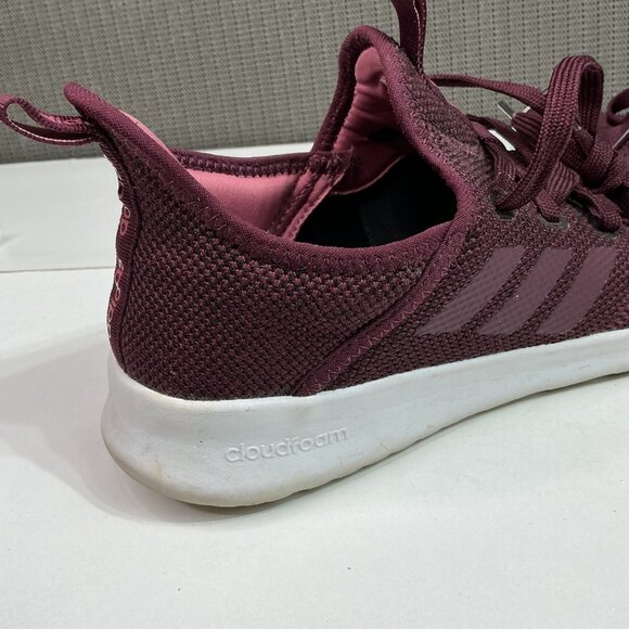 Adidas Cloudfoam Womens Running Shoes Size 8.5 Burgundy Mesh Sneakers - Picture 5 of 8